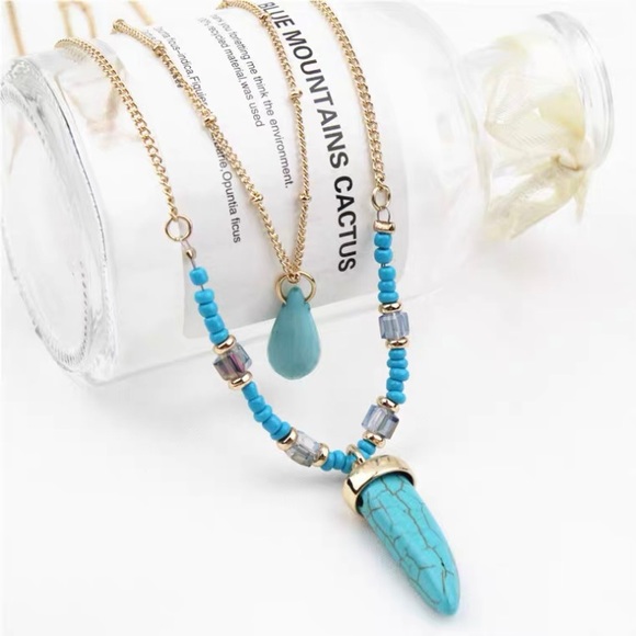 Jewelry - ❤️Seller’s Pick❤️ Turquoise Pendant Double Chain Long Necklace